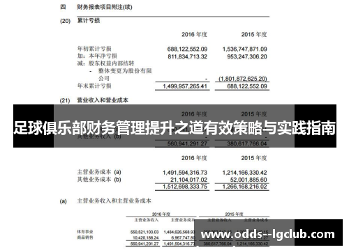 足球俱乐部财务管理提升之道有效策略与实践指南